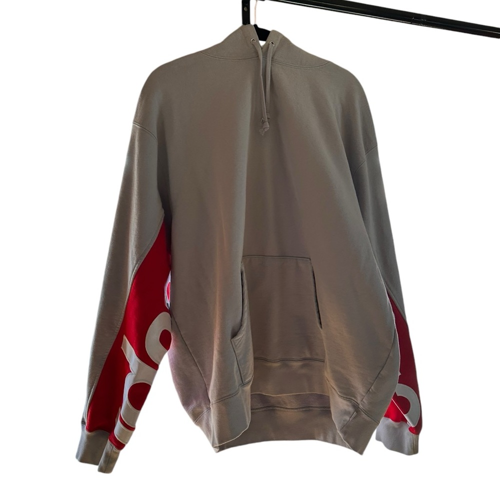 Supreme Sweatshirt - NEW- Size XL- Grey W Red Block Branded Sleeves - AUTHENTIC